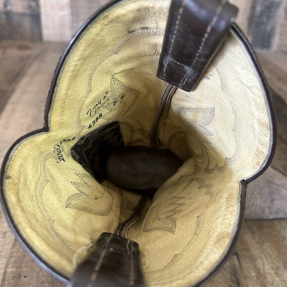 Tony Lama 6258 Vintage Sueded Bull Shoulder Cowboy Boots Mens 8 D - Picture 10 of 12